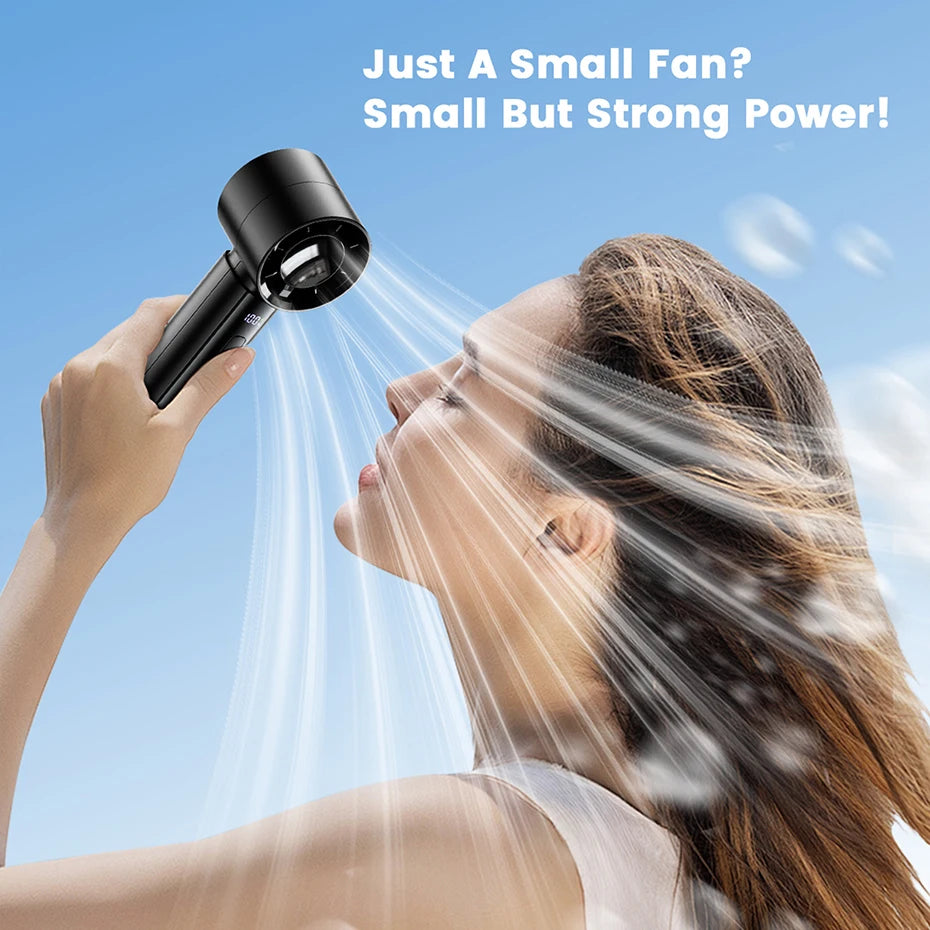 coldSky Portable Handheld Fan 3000mAh Battery Operated Cooling Fan 5 Speed Adjustable Small Desktop Fan With Digital Display